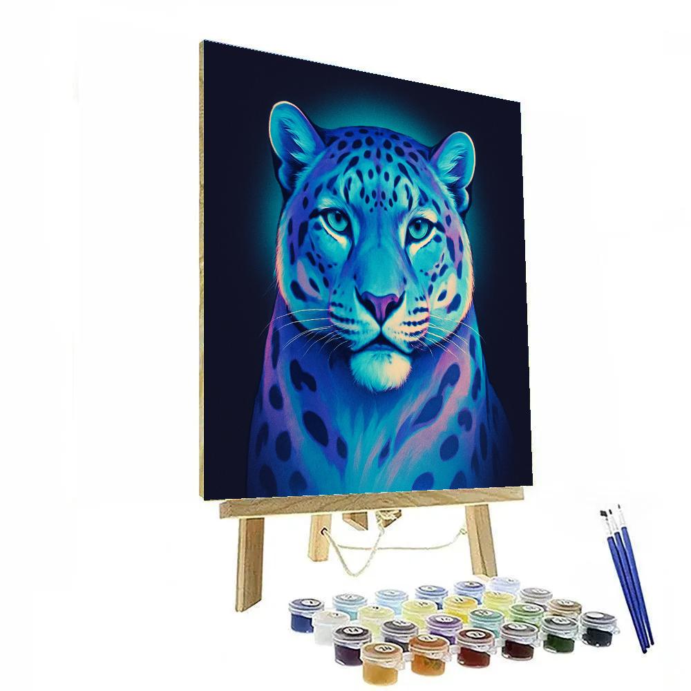 Aurora Veil Snow Leopard paint by number