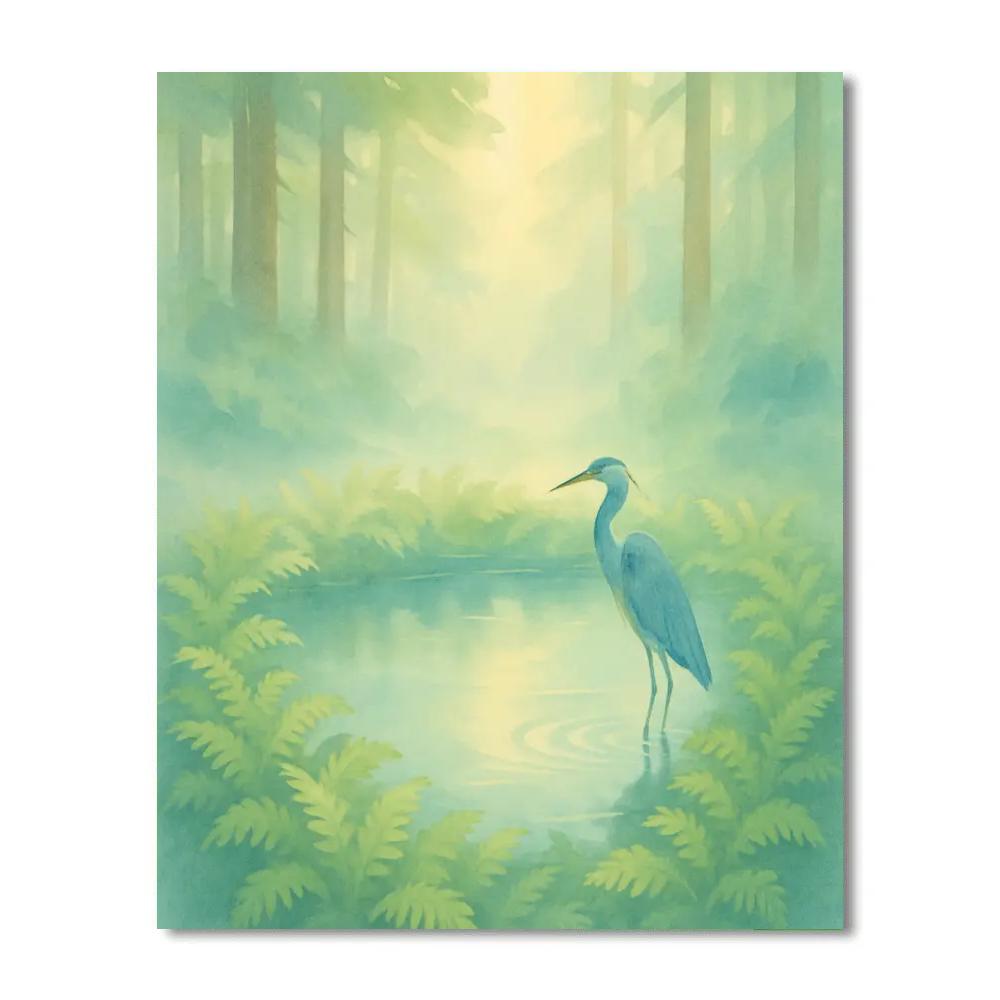 Misty Dawn At The Fern Ring Pond Painting by numbers kit