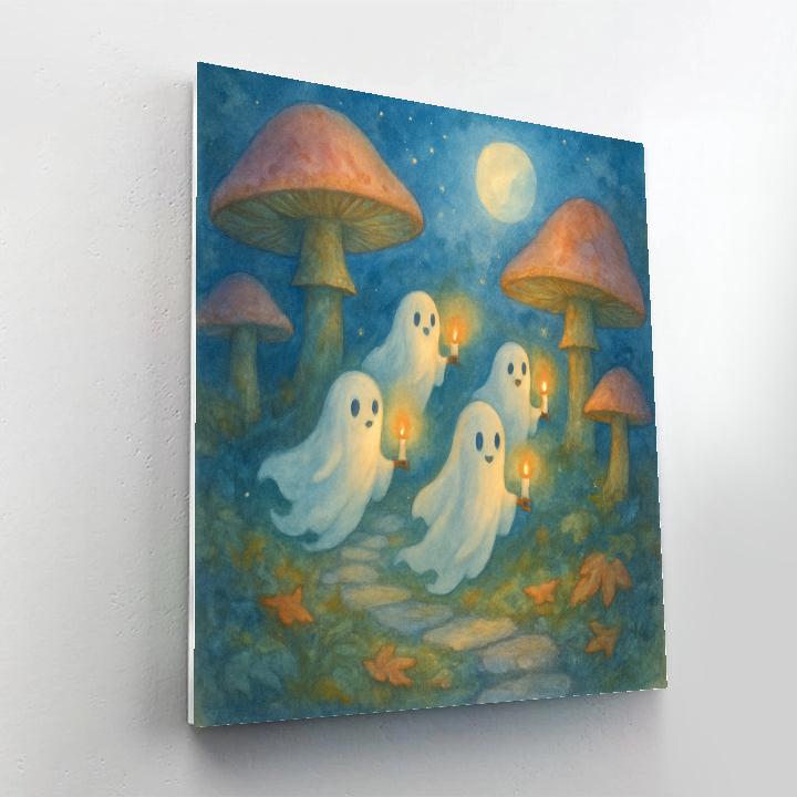 Moonlit Mushroom Garden Parade paint by number
