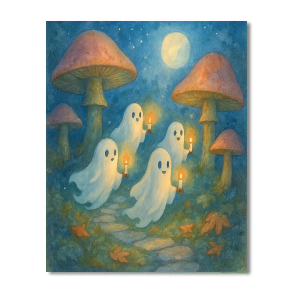 Moonlit Mushroom Garden Parade paint by number