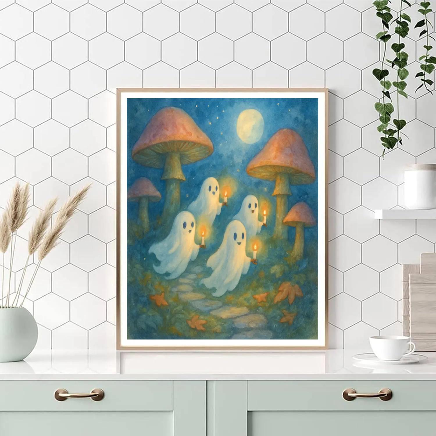 Moonlit Mushroom Garden Parade paint by number