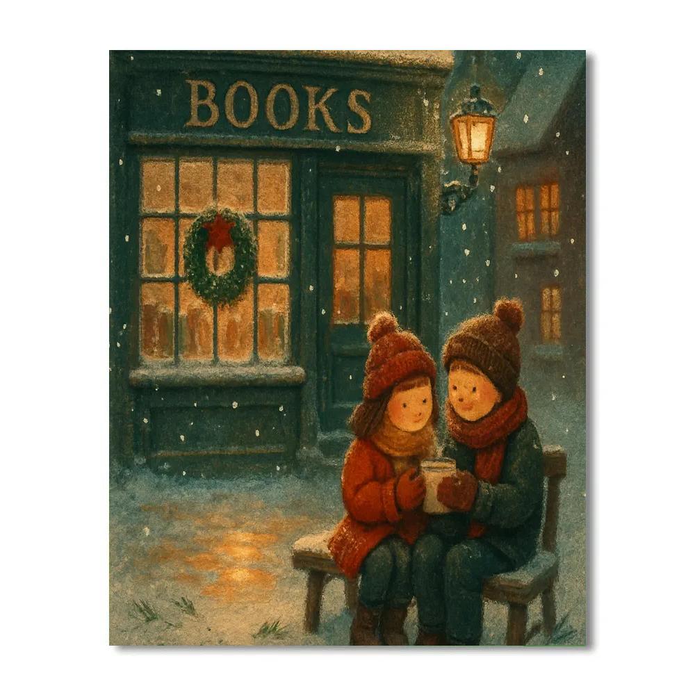 Cocoa Steam In The Snowy Bookshop Numbered painting kits