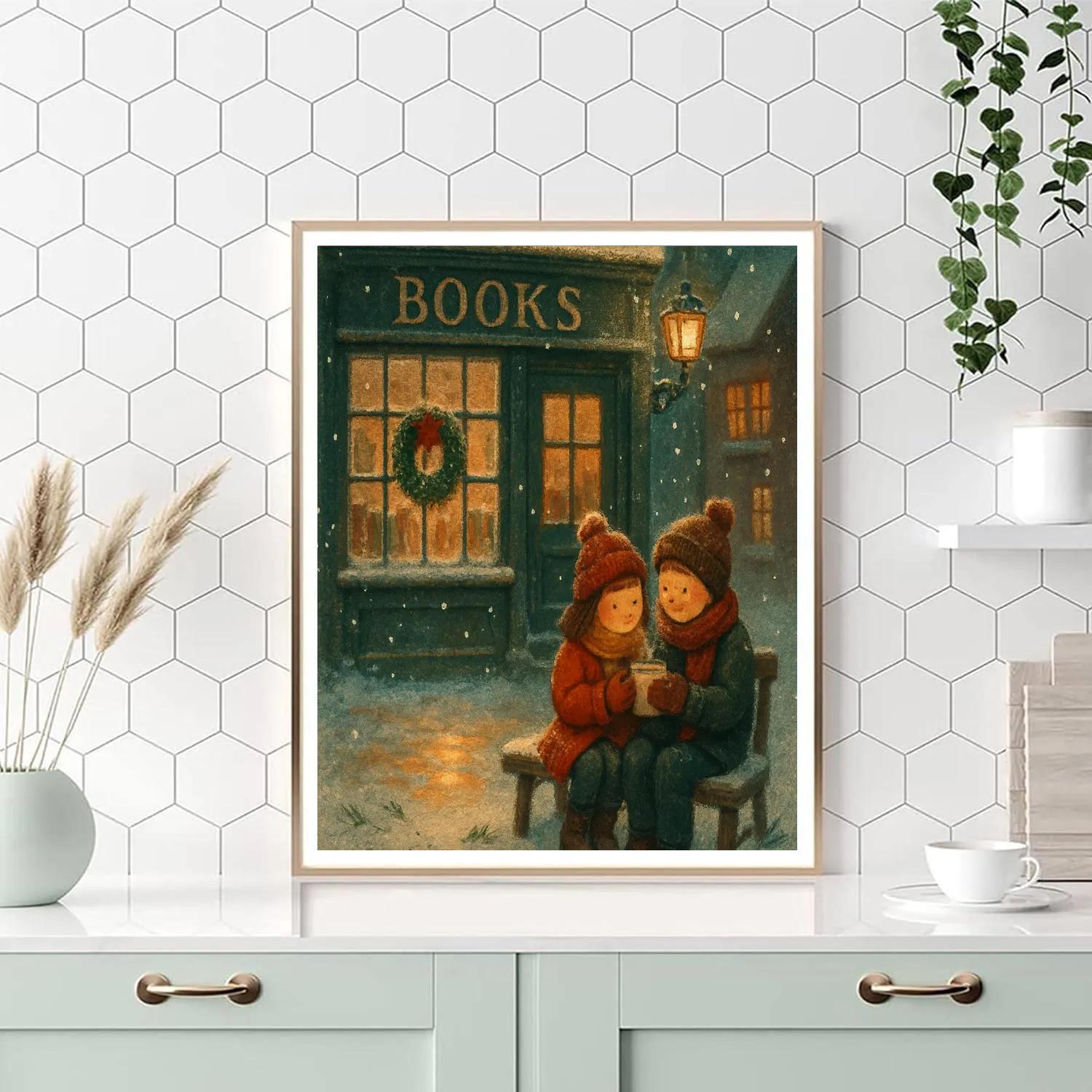 Cocoa Steam In The Snowy Bookshop Numbered painting kits