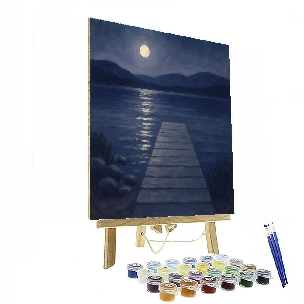 Moonlit Dock Under Indigo Silence Painting by numbers kit