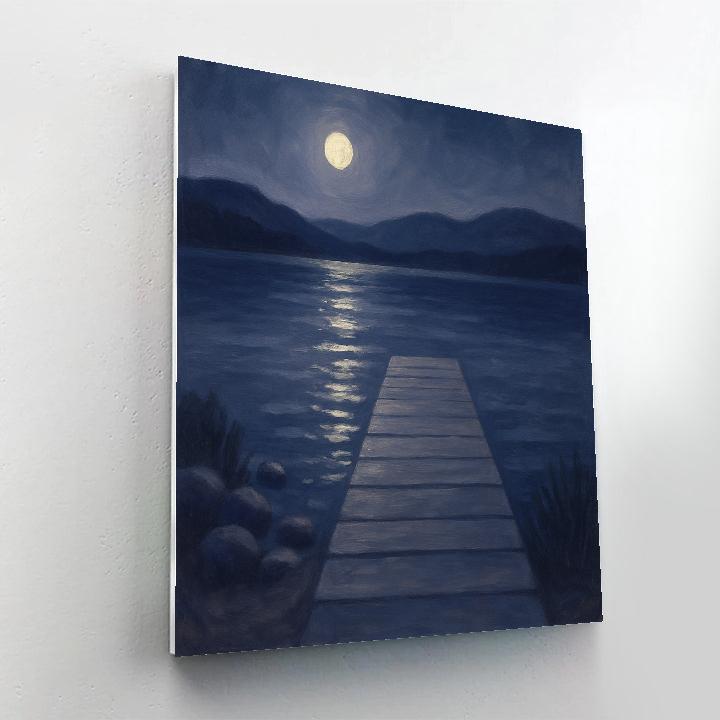 Moonlit Dock Under Indigo Silence Painting by numbers kit