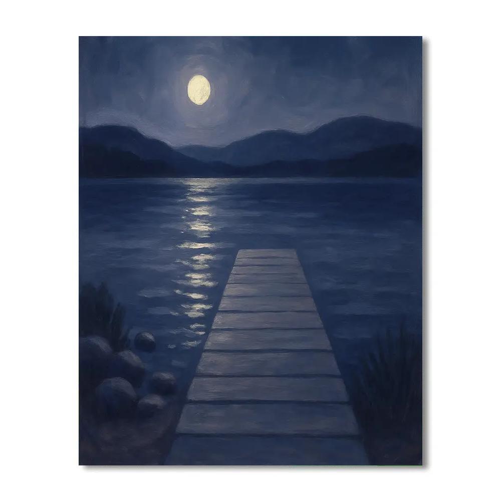 Moonlit Dock Under Indigo Silence Painting by numbers kit