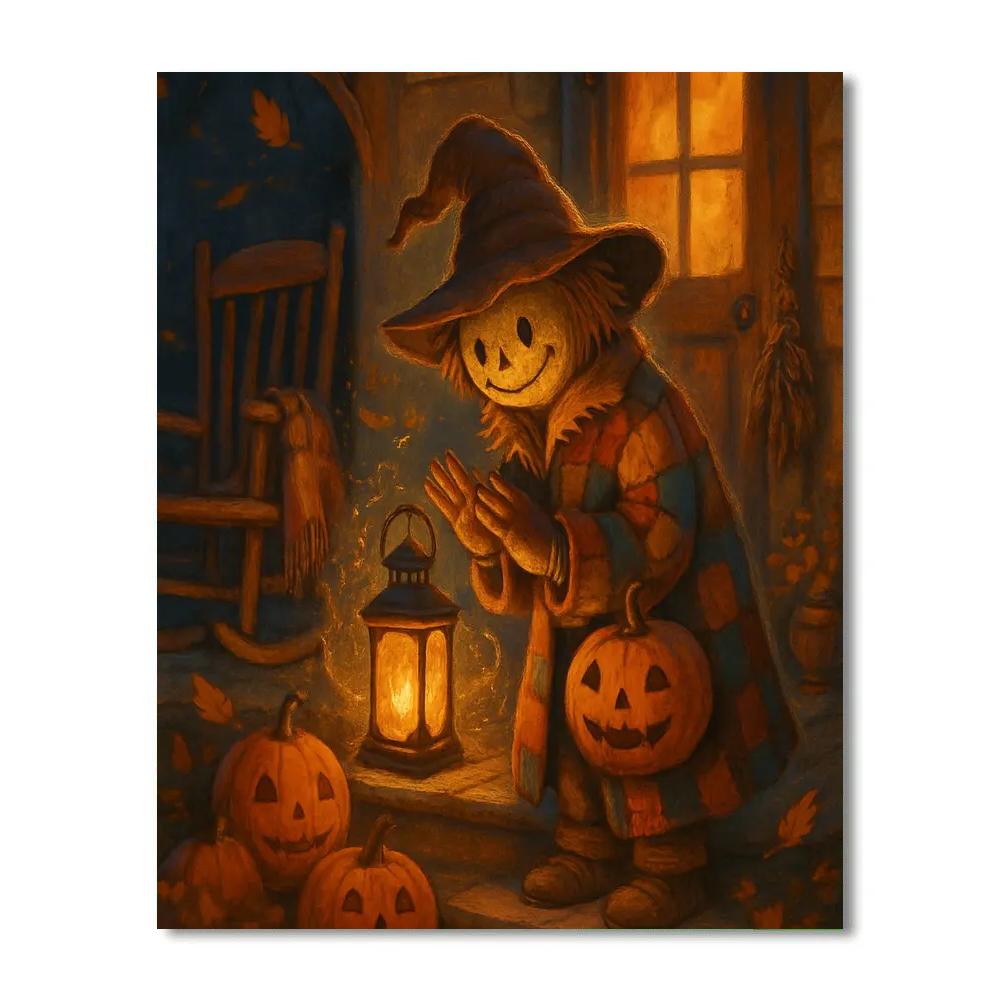 Cozy Porch Of The Traveling Scarecrow Numbered painting kits