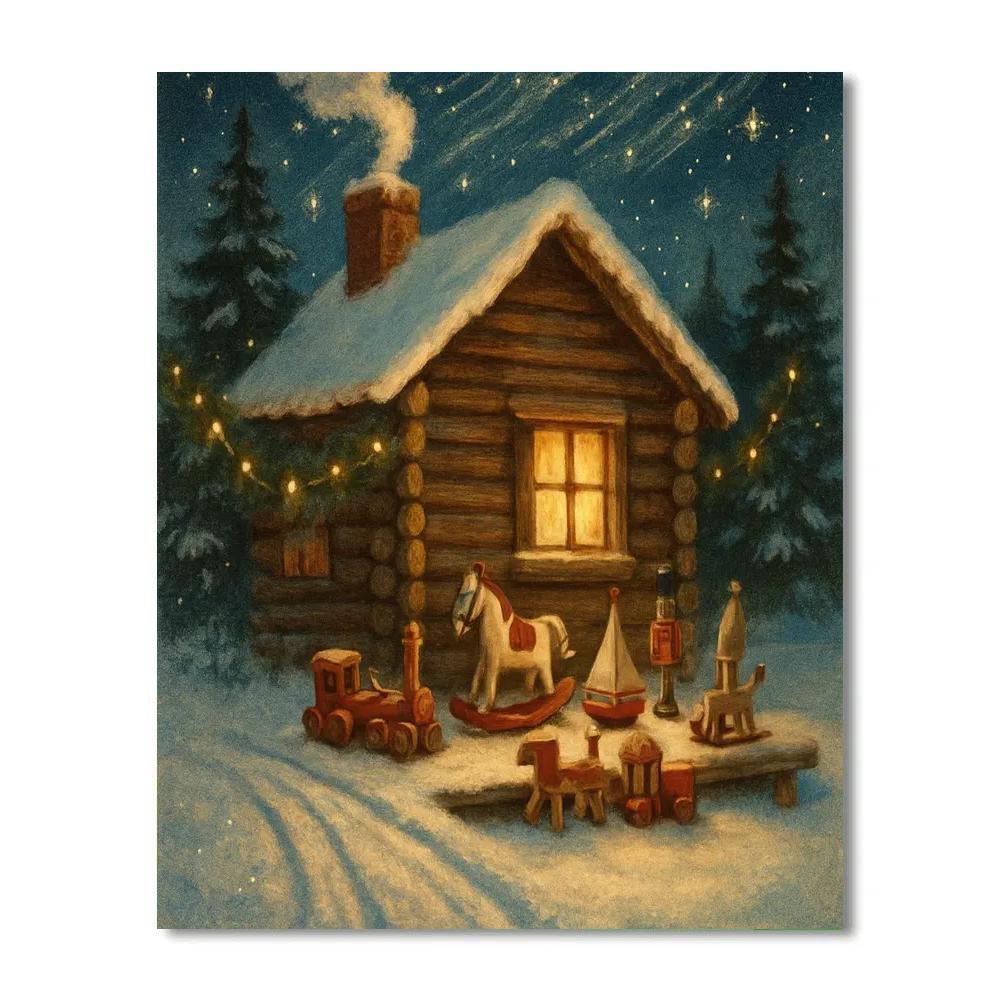 Toymaker Cabin Under A Star Shower painting number kit