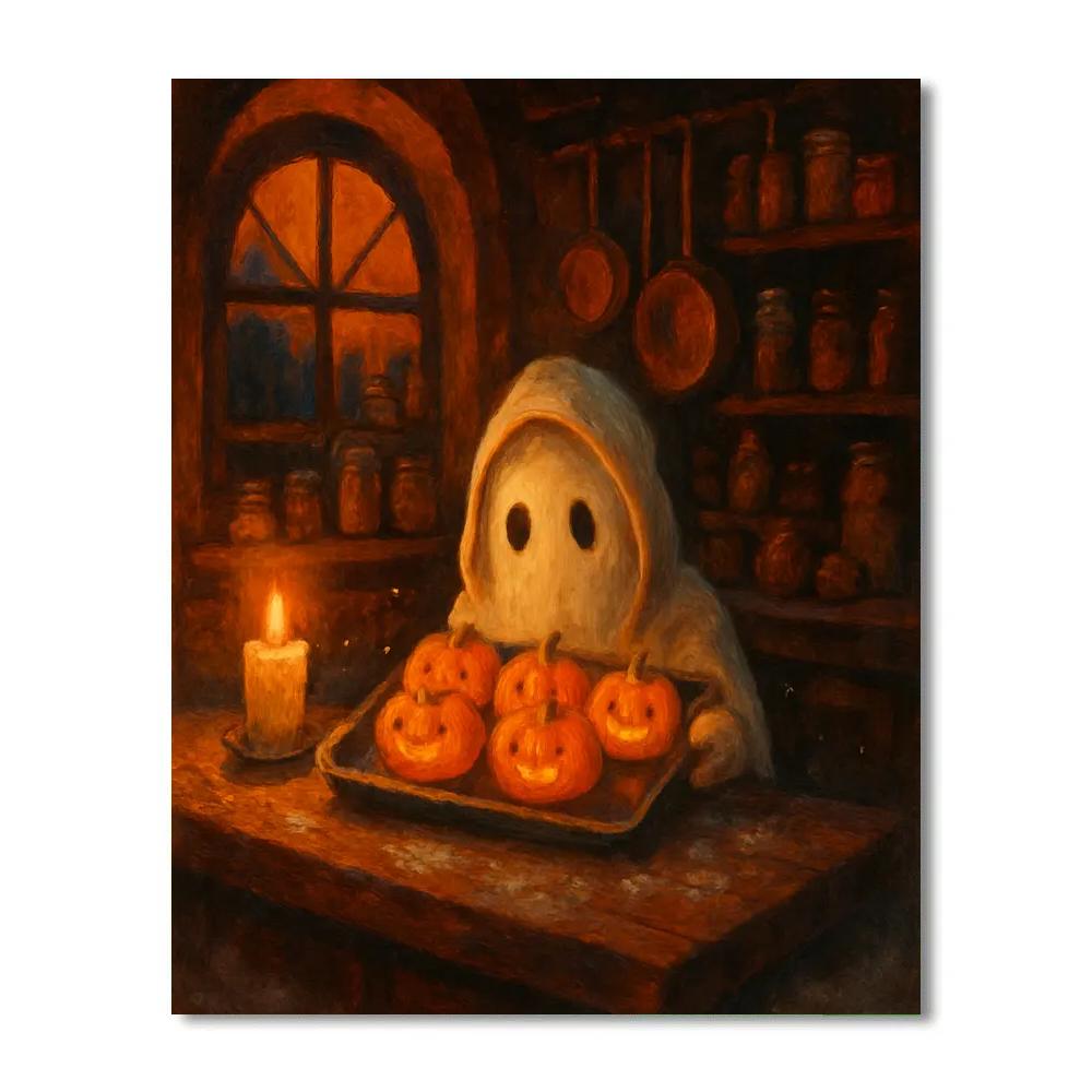Haunted Bakery With Cinnamon Candle Glow Paint by numbers art