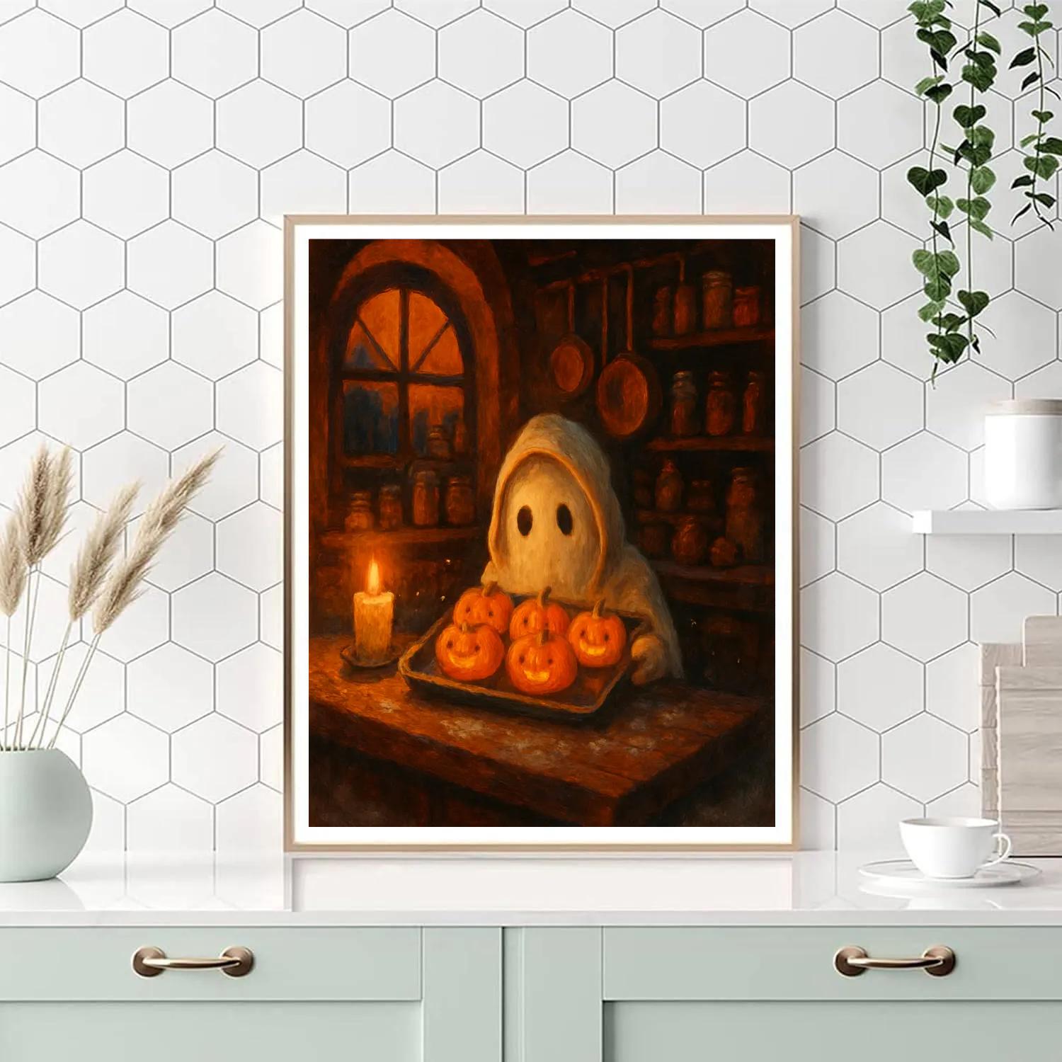 Haunted Bakery With Cinnamon Candle Glow Paint by numbers art