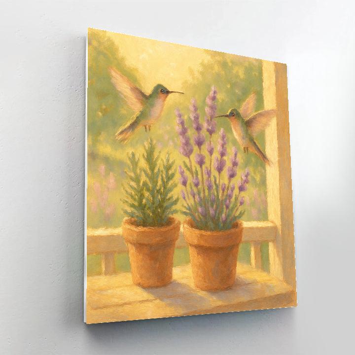 Hummingbirds In The Sunlit Herb Porch Numbered painting kits