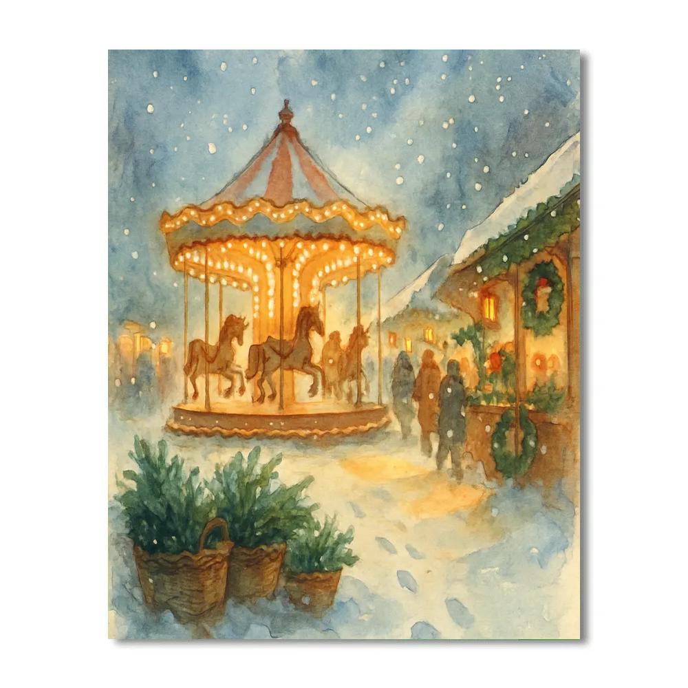 Winter Market Carousel Of Light Painting by numbers kit
