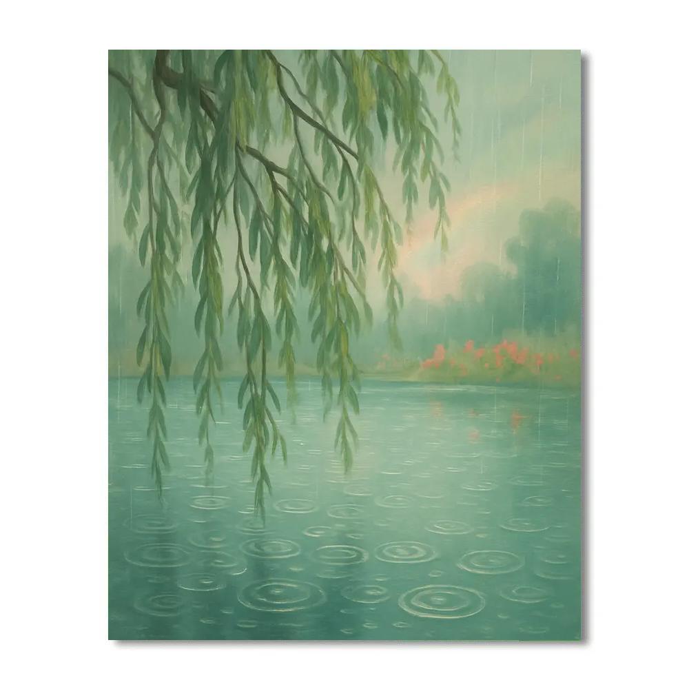 Spring Rain Ripples On Willow Lake Paint by numbers kits