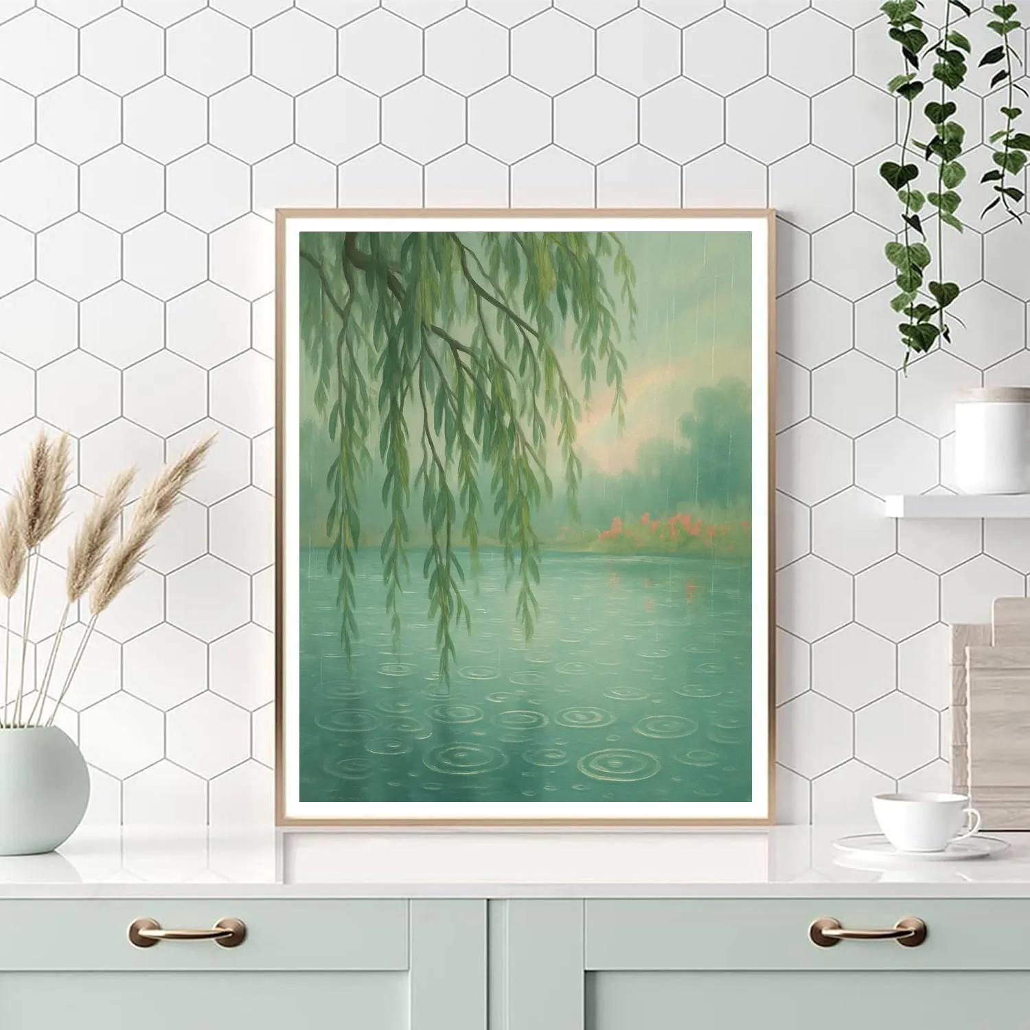 Spring Rain Ripples On Willow Lake Paint by numbers kits