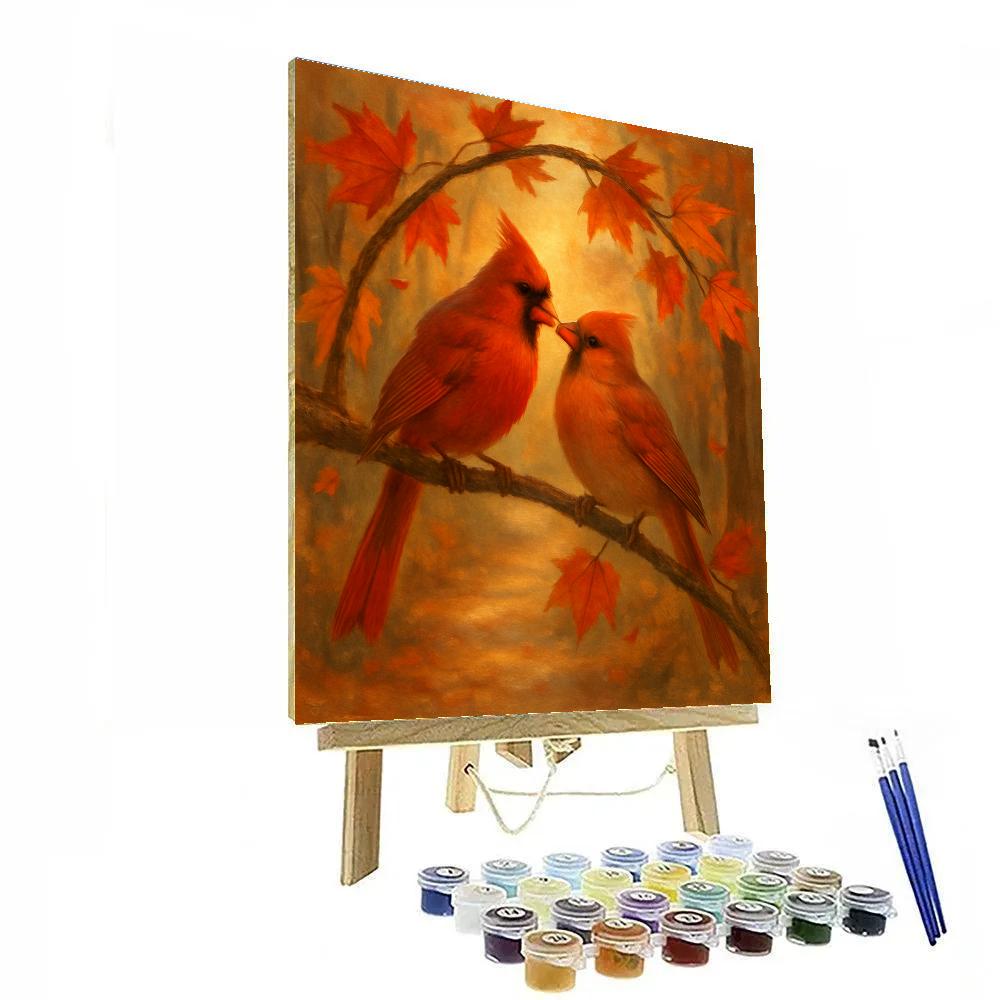 Autumn Cardinals In The Maple Archway Paint by numbers art