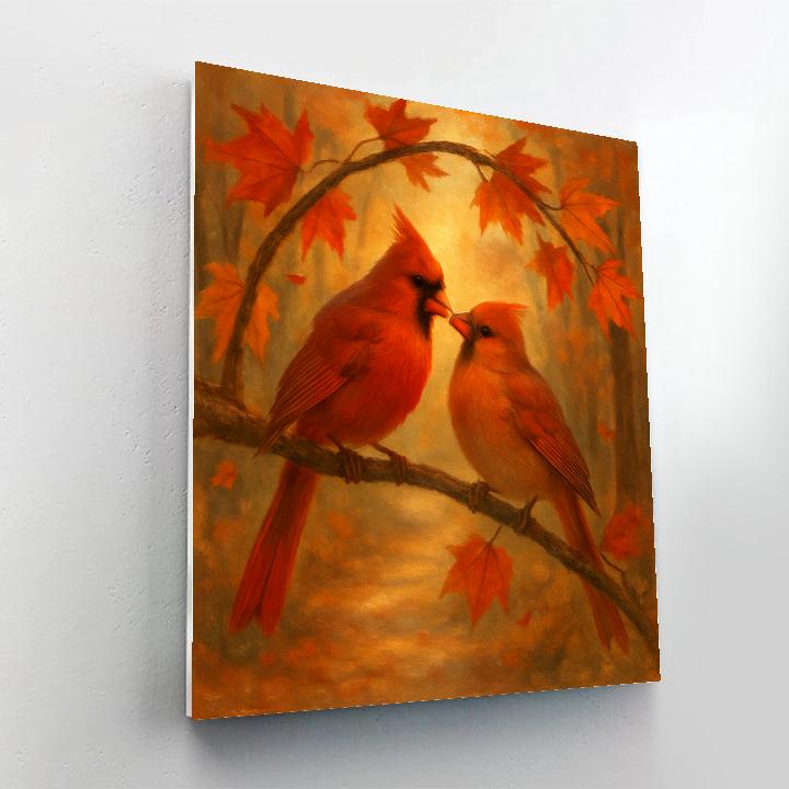 Autumn Cardinals In The Maple Archway Paint by numbers art