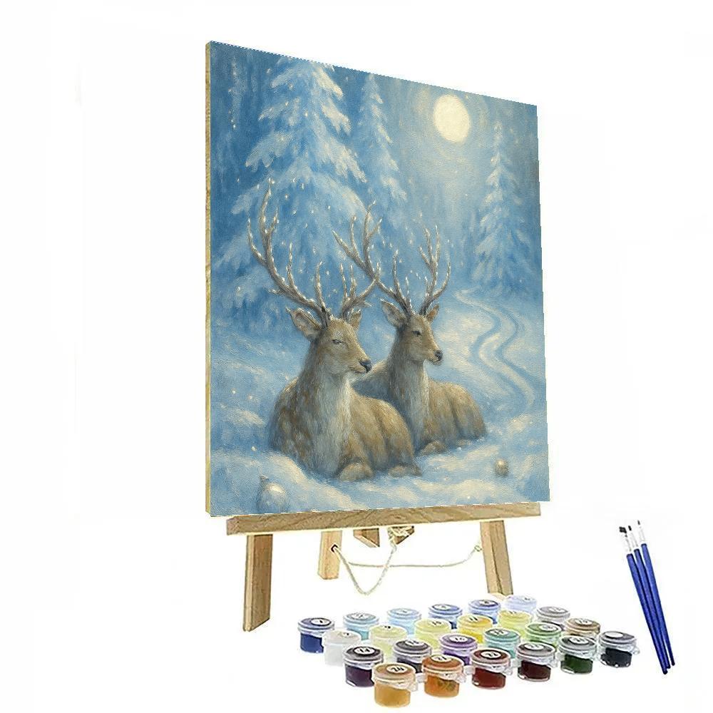 Reindeer Rest At The Crystal Pines painting number kit