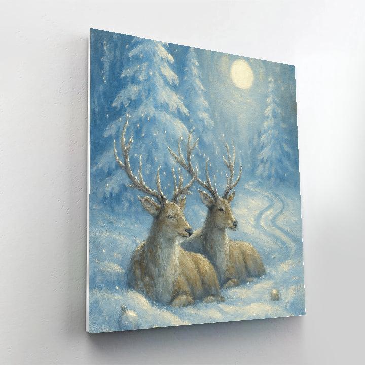 Reindeer Rest At The Crystal Pines painting number kit