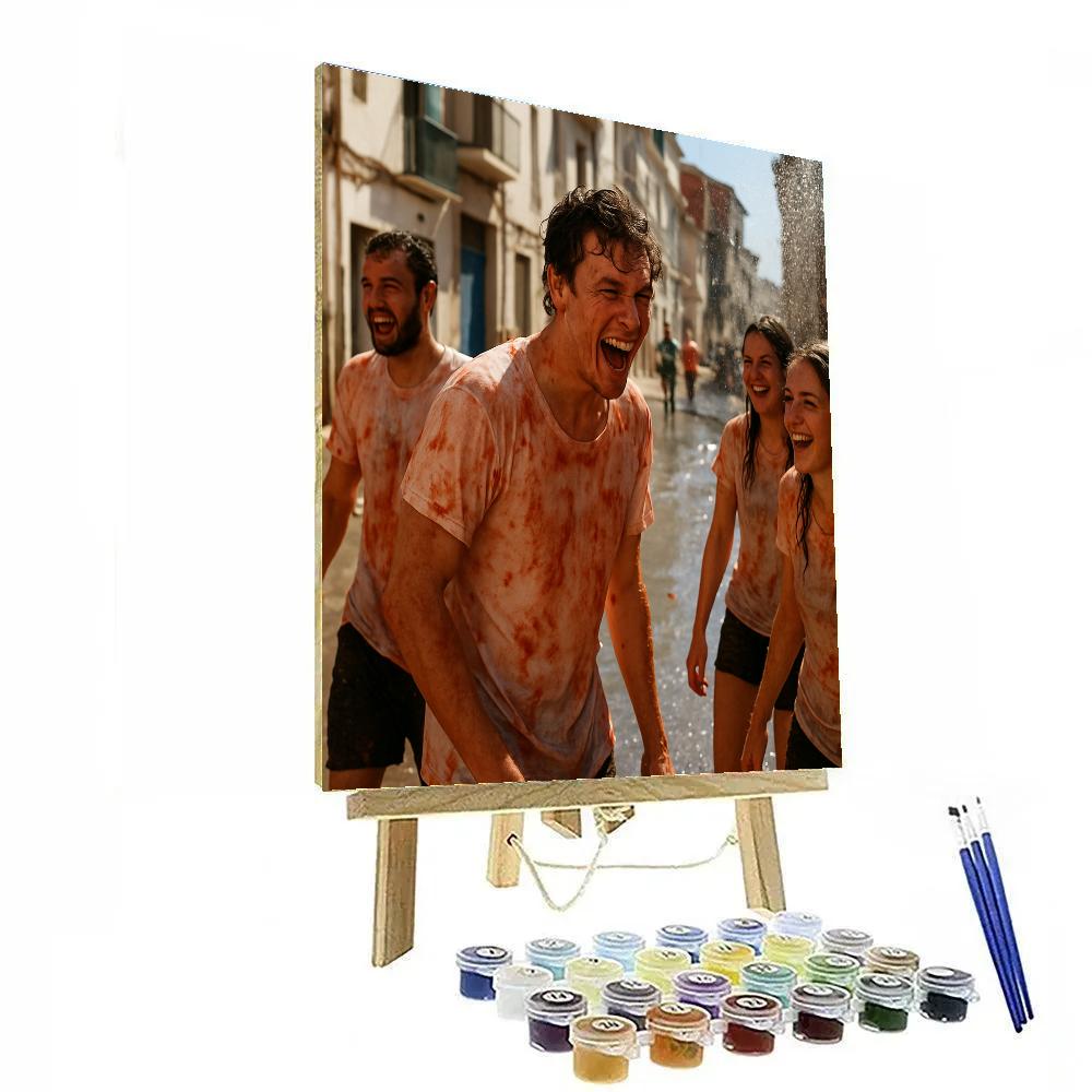 La Tomatina Aftermath Street Scene Bunol Spain Paint by numbers kits