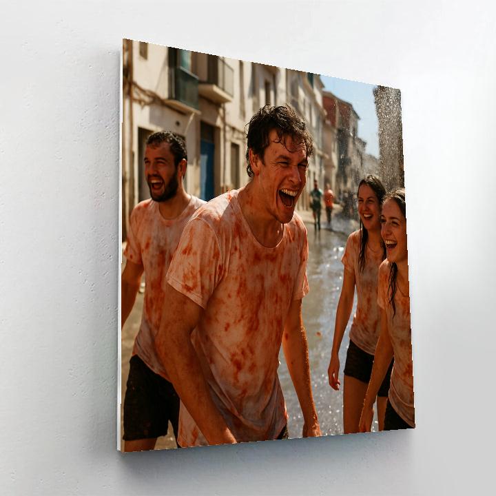 La Tomatina Aftermath Street Scene Bunol Spain Paint by numbers kits