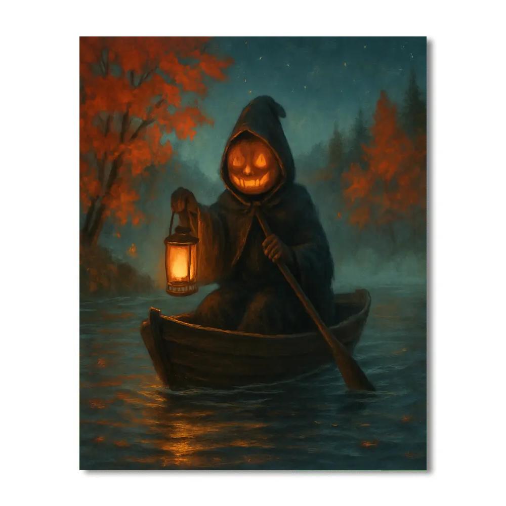 The Lantern Boat Through Maple Mist painting number kit