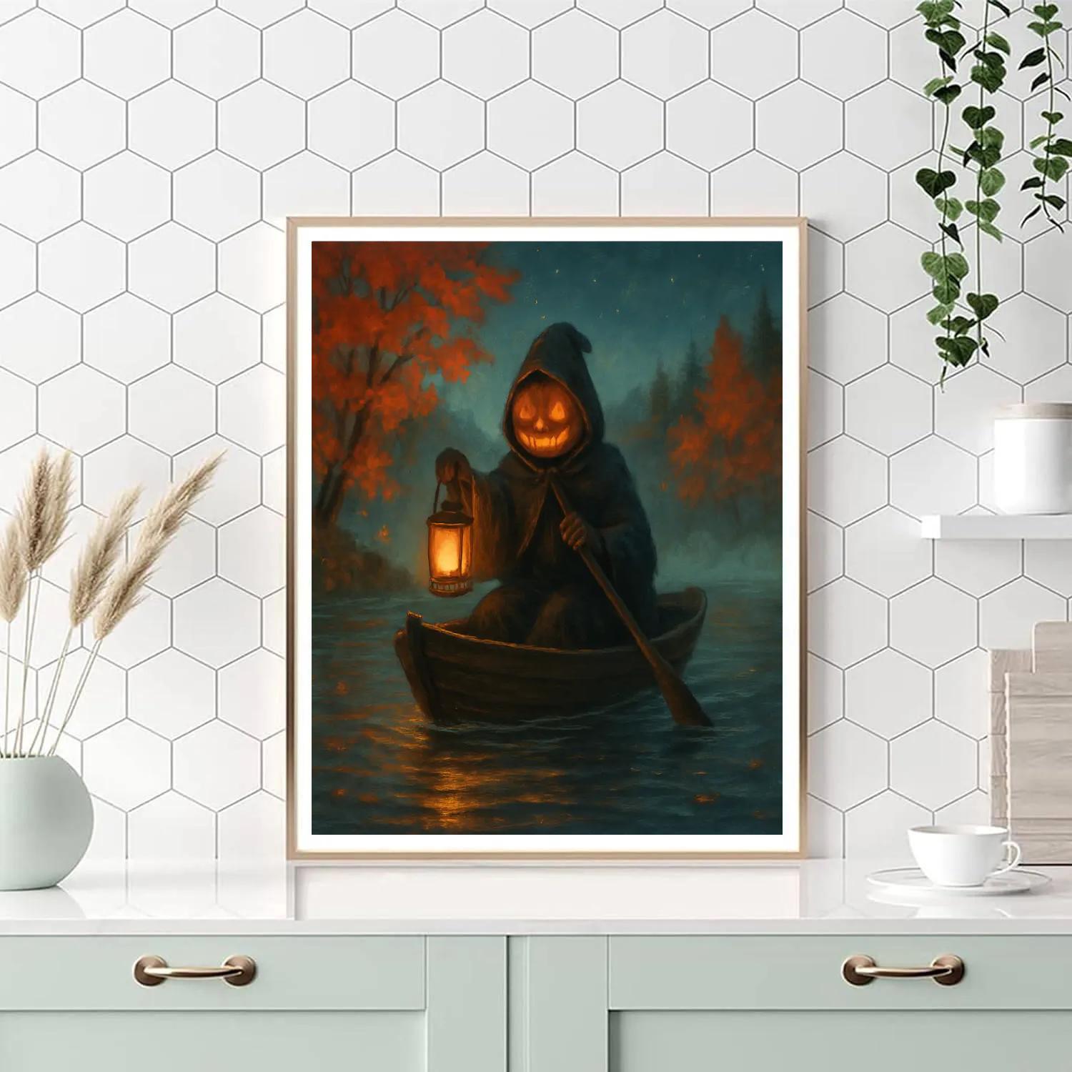 The Lantern Boat Through Maple Mist painting number kit