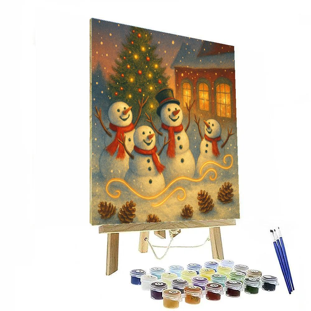 Snowman Symphony In The Town Square paint by number