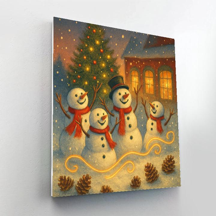 Snowman Symphony In The Town Square paint by number