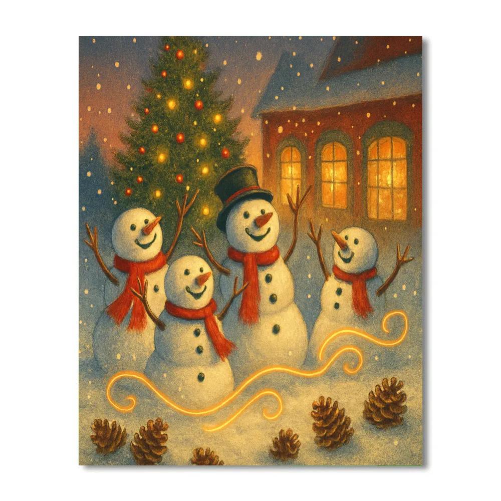 Snowman Symphony In The Town Square paint by number
