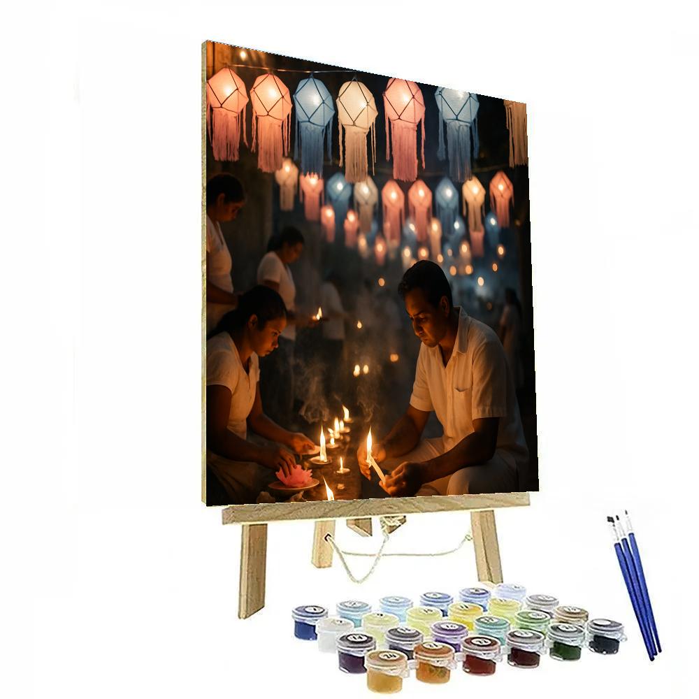 Vesak Lanterns And Candle Offerings Colombo Sri Lanka painting number kit