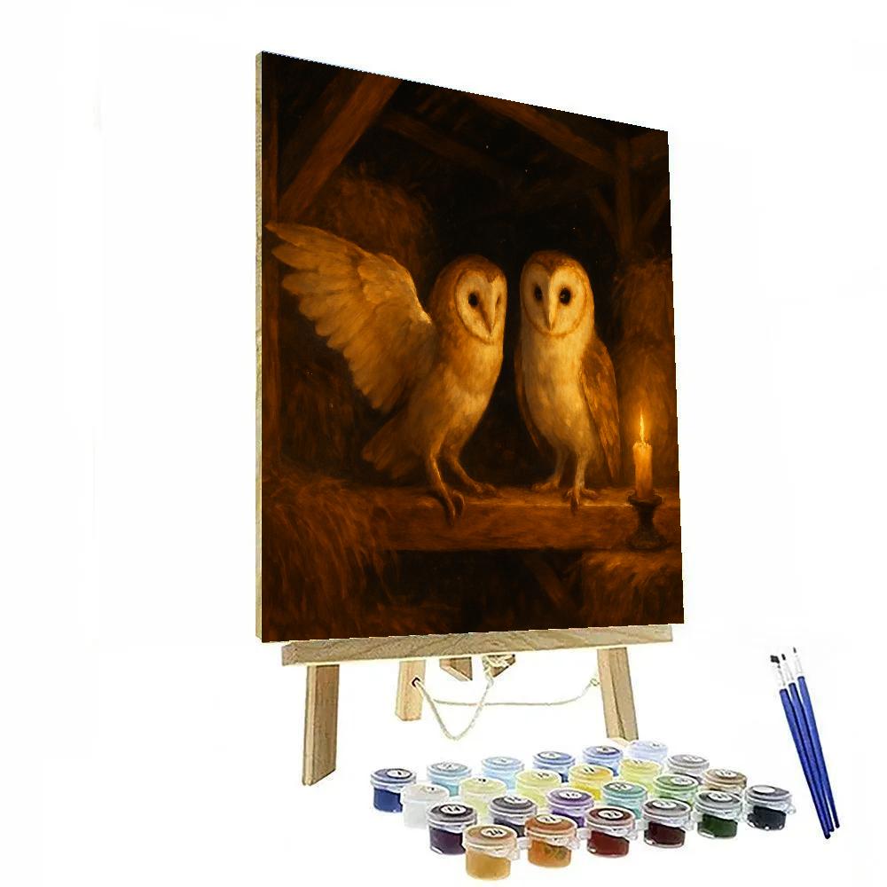 Barn Owls In The Candlelit Hayloft DIY paint by numbers