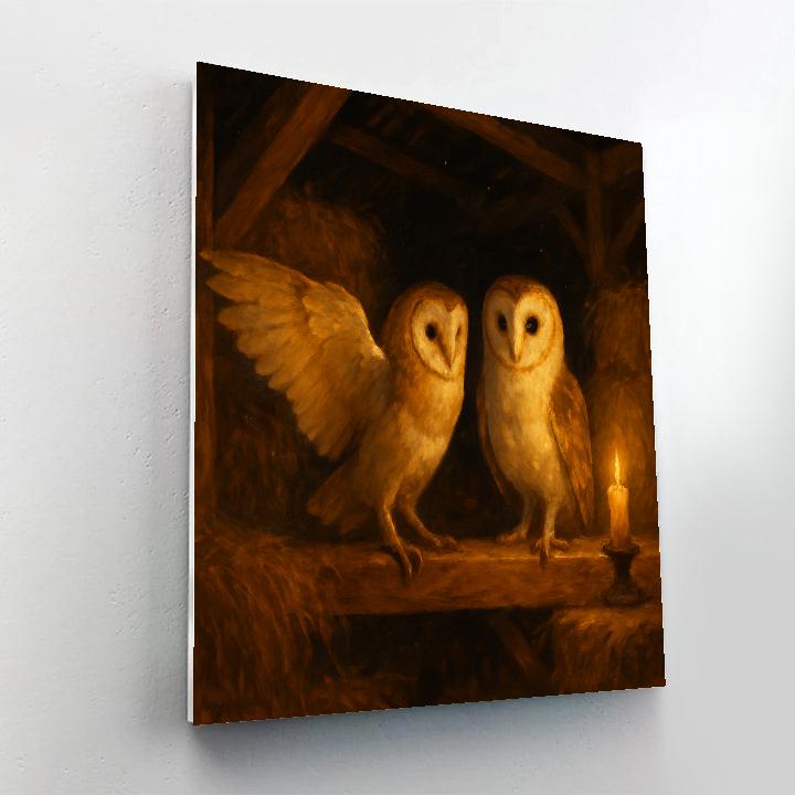 Barn Owls In The Candlelit Hayloft DIY paint by numbers