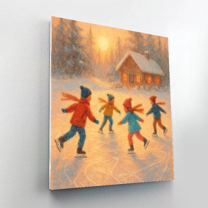 Golden Sunrise Over The Skating Pond paint by numbers