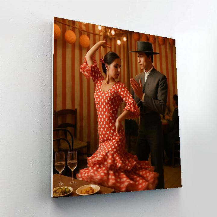 Feria De Abril Sevillanas Dance In Seville Caseta Number painting
