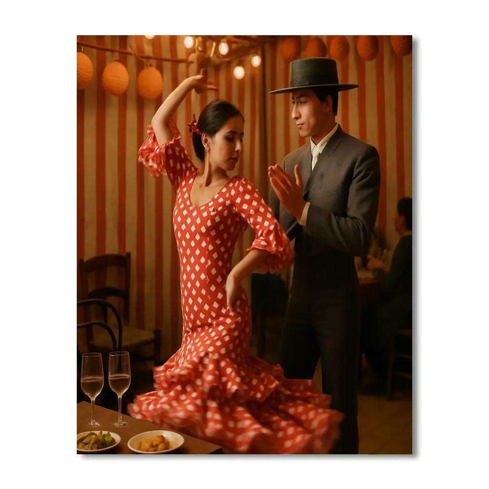 Feria De Abril Sevillanas Dance In Seville Caseta Number painting