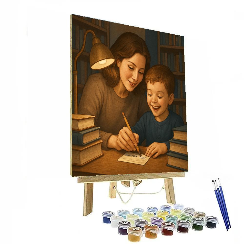 Library Card From Mom With Love Numbered painting kits