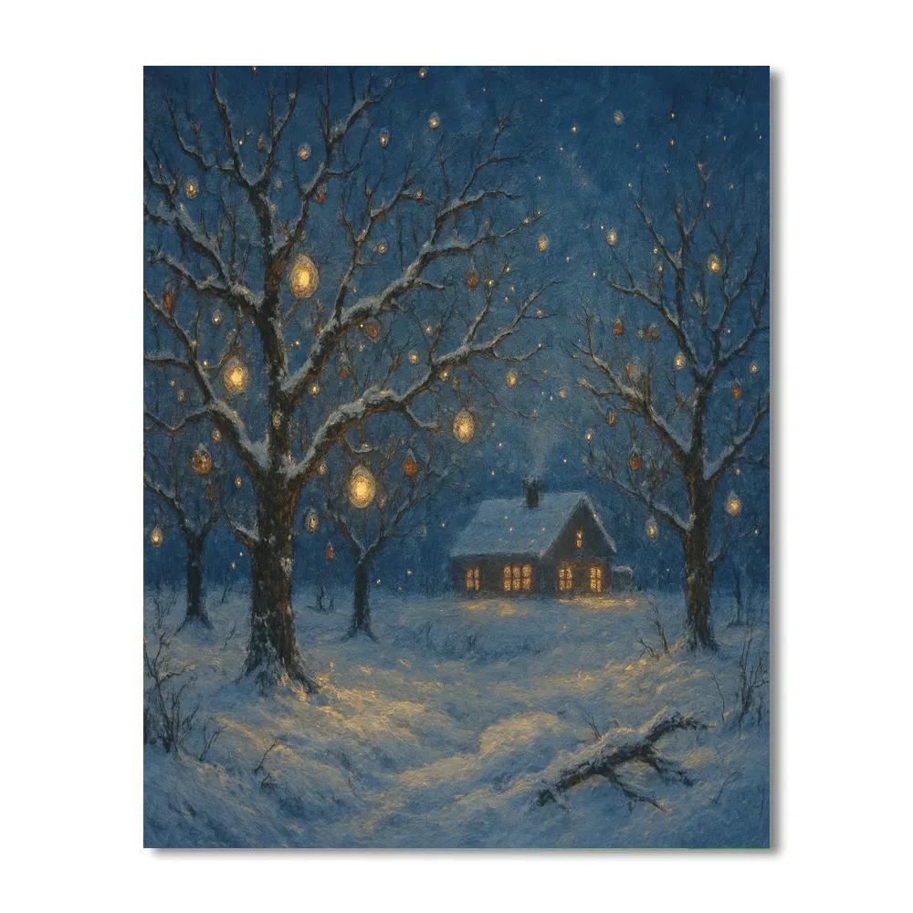 Firefly Lanterns In The Winter Orchard Paint by numbers kits