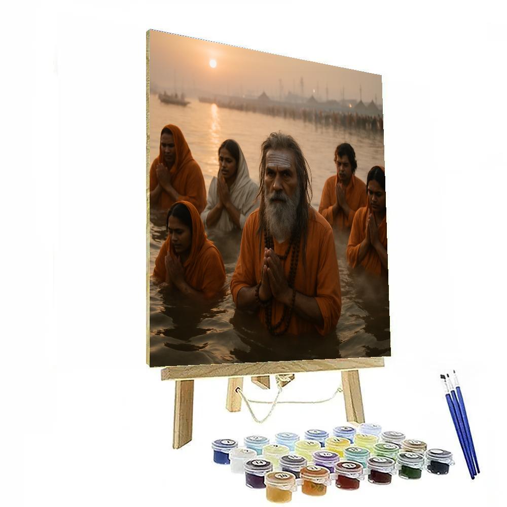 Kumbh Mela Dawn Bathing At Triveni Sangam Prayagraj paint by color