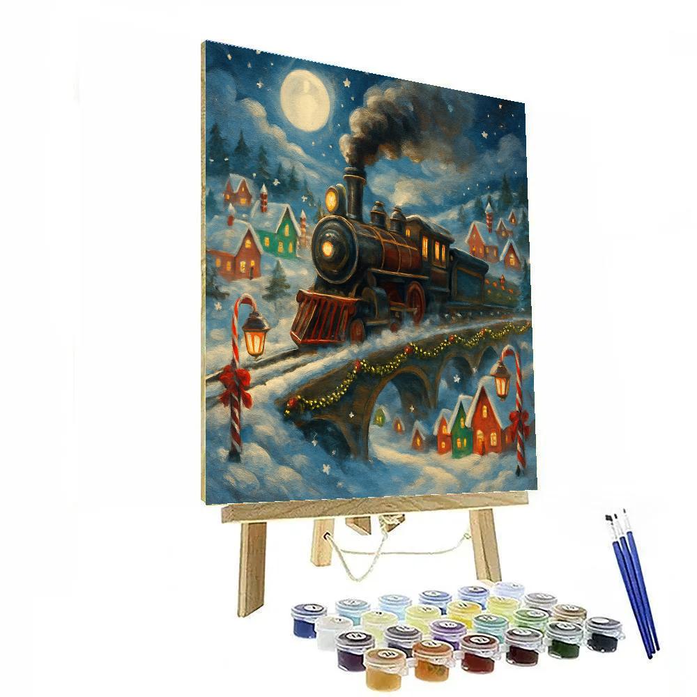 Moonlit Train Through The Candy Valley Painting by numbers kit