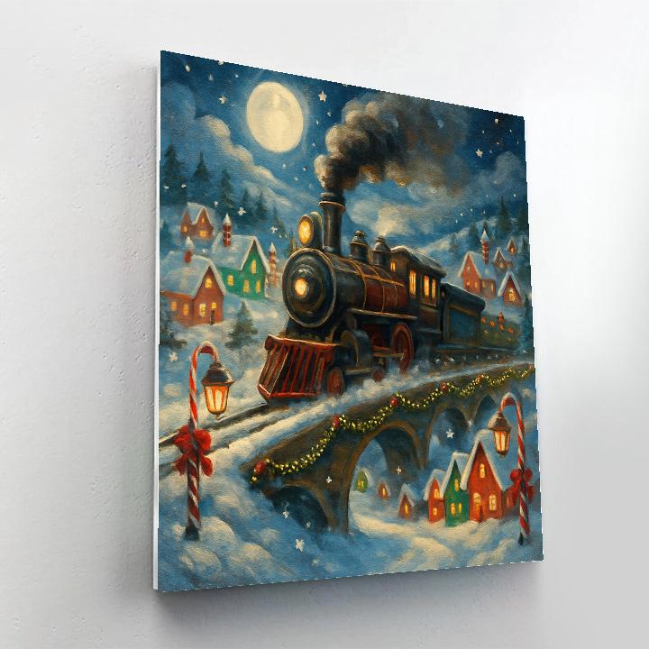 Moonlit Train Through The Candy Valley Painting by numbers kit