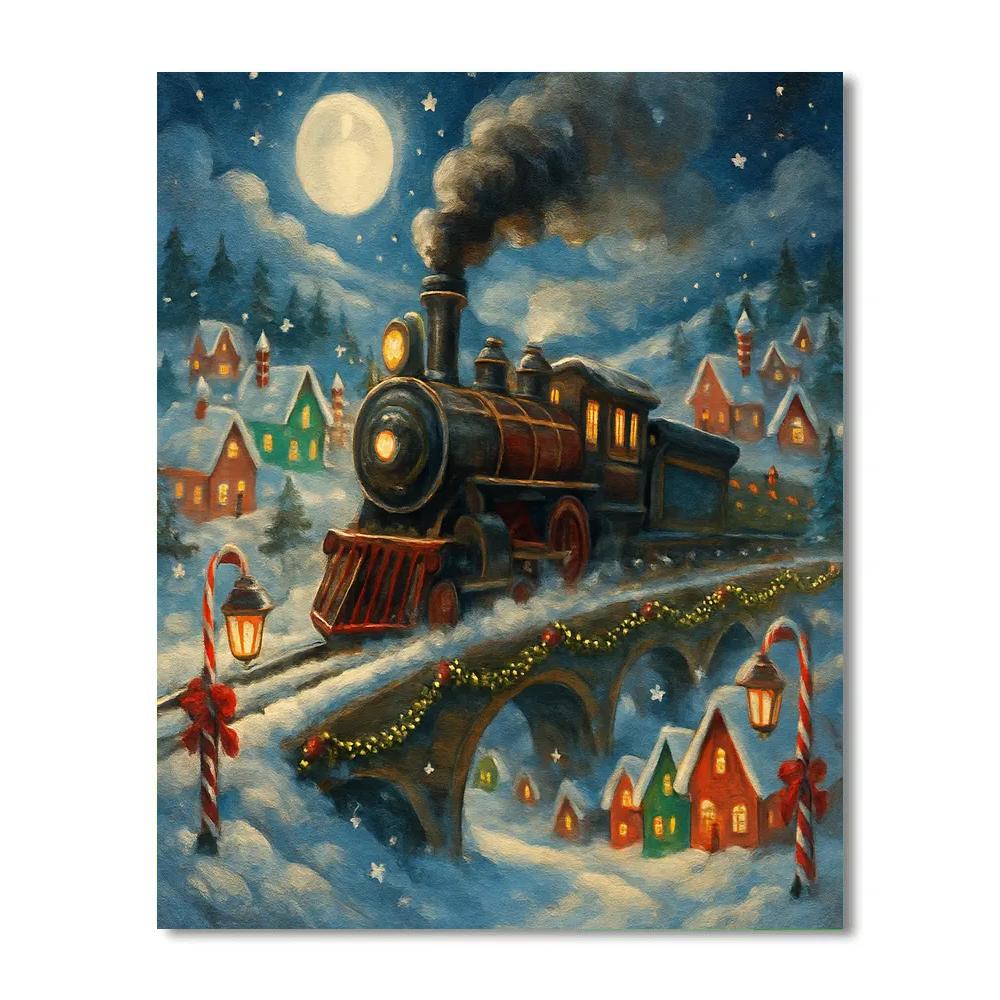 Moonlit Train Through The Candy Valley Painting by numbers kit