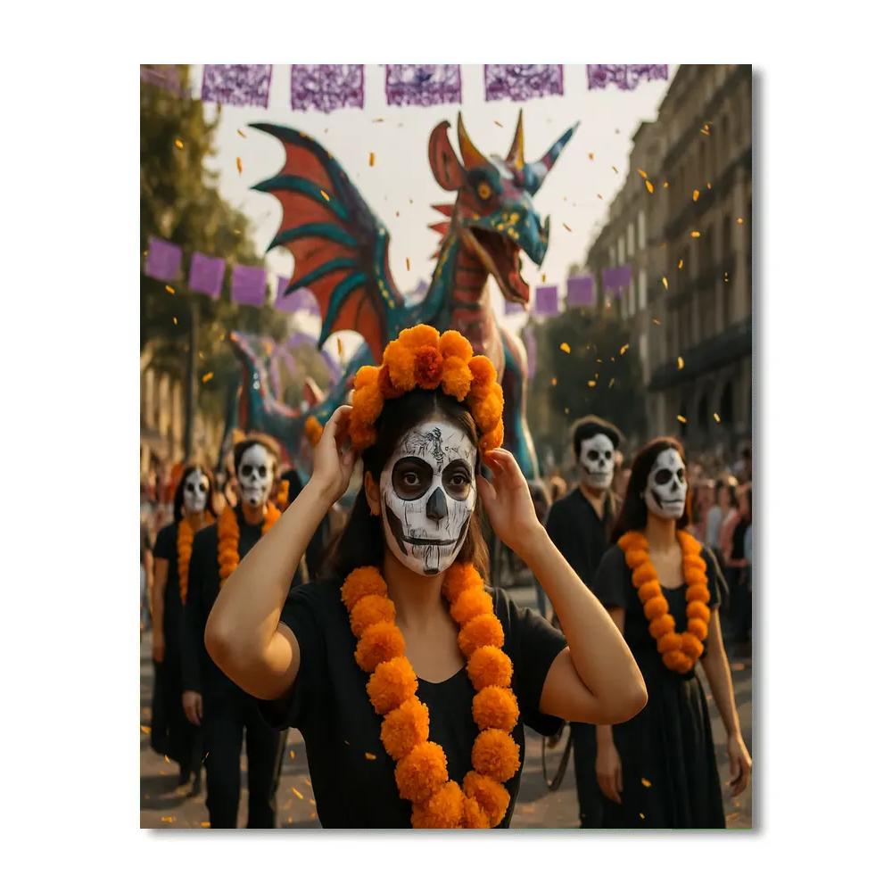 Day Of The Dead Parade Mexico City Alebrije Costumes Number painting