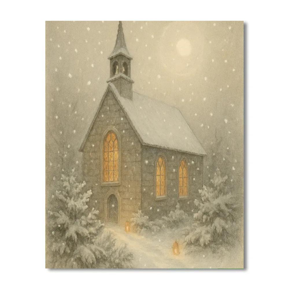 The Quiet Church Of Falling Feathers Number painting