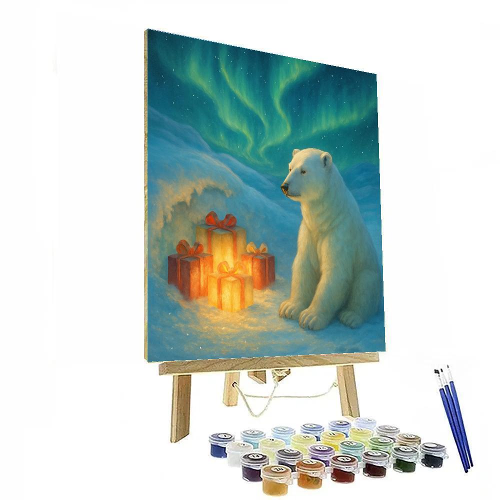 Polar Bear And The Gifted Aurora Paint by numbers art