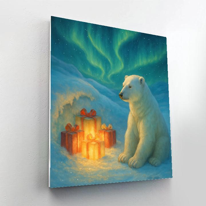 Polar Bear And The Gifted Aurora Paint by numbers art