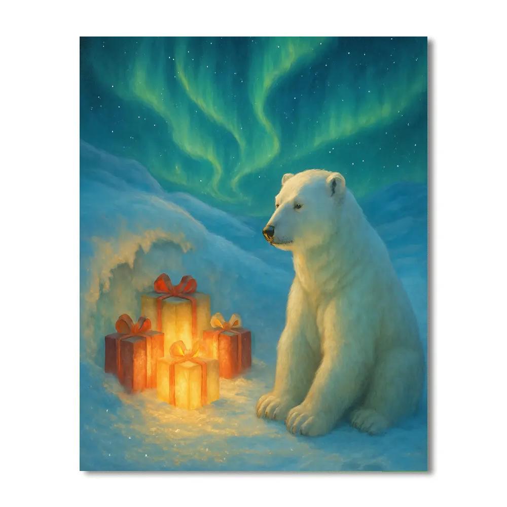 Polar Bear And The Gifted Aurora Paint by numbers art