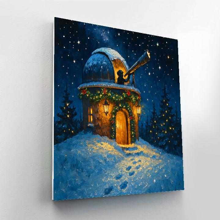 Snowy Observatory With Holiday Garland Numbered painting kits