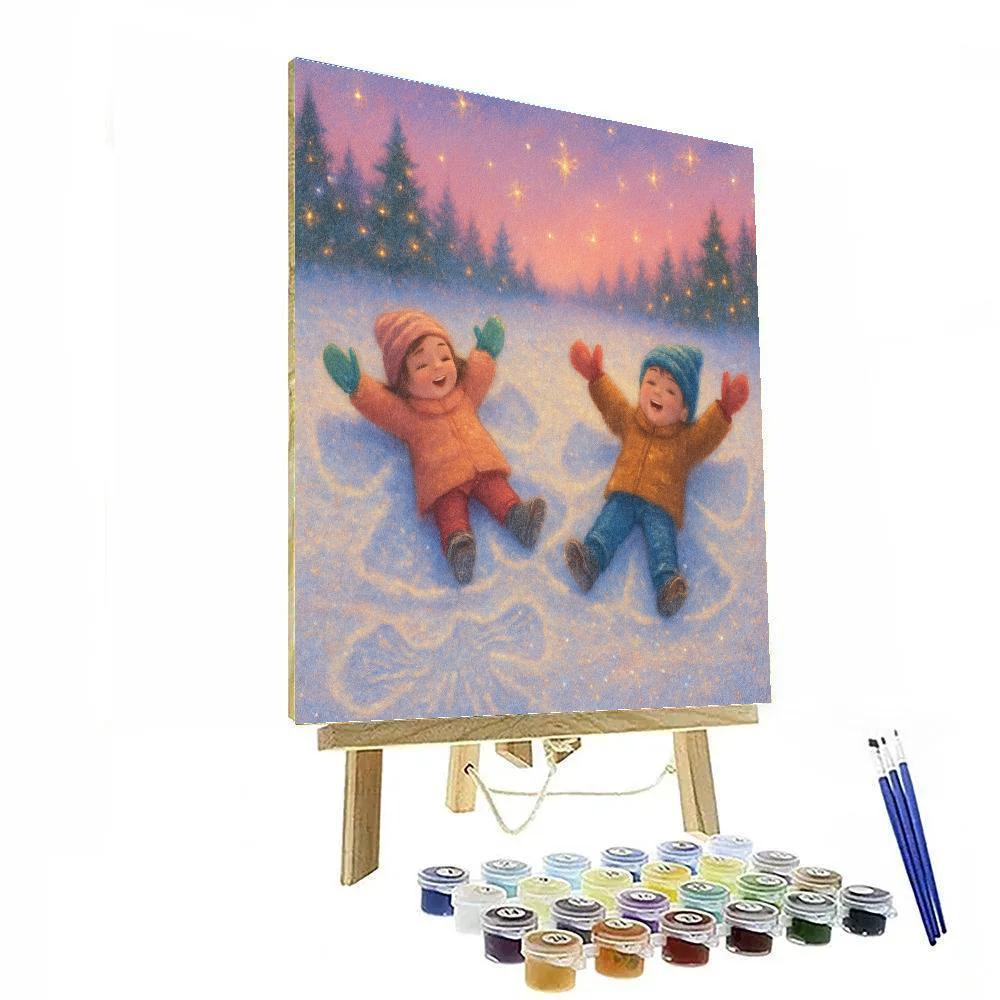 Snow Angel Meadow With Starlight Dust Painting by numbers kit
