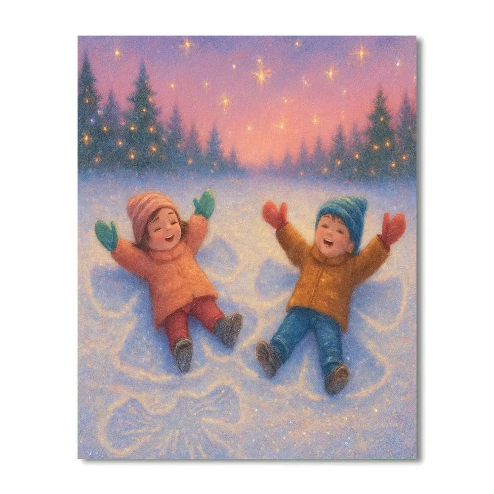 Snow Angel Meadow With Starlight Dust Painting by numbers kit