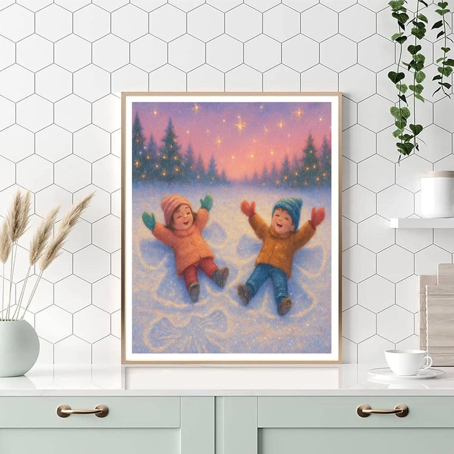 Snow Angel Meadow With Starlight Dust Painting by numbers kit